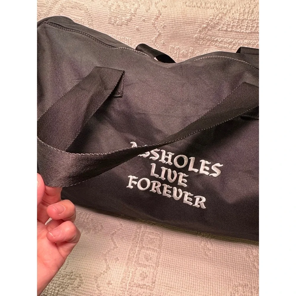 A$$holes Live Forever Dr*g Money Duffel Bag Black Lrg Streetwear Travel Gym NWOT